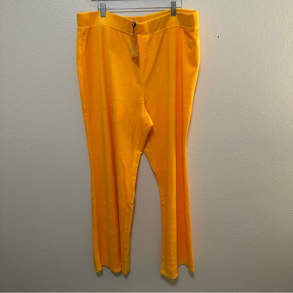 NWT Juicy Couture Olay Yellow Pull On Velour Plus Tracksuit Sweatpant Bottom